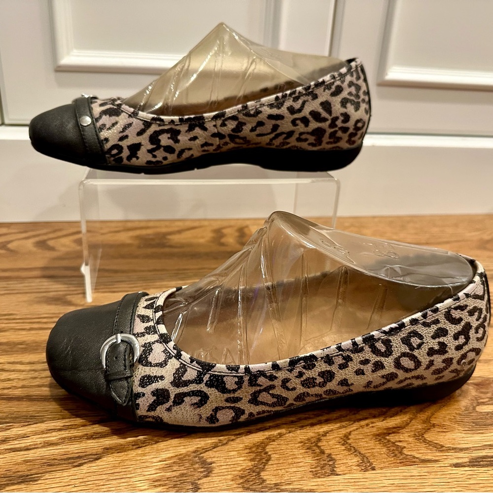 ABEO Biosystem Taryn Leather Leopard Animal Print Ballet Flat, Arch Support, 9